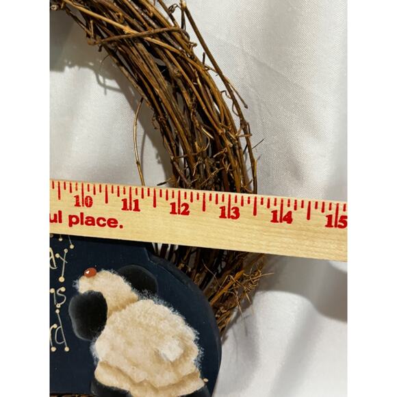 Nativity Shepard star of Bethlehem Jesus handmade Christmas Wooden Wreath 14” - Picture 4 of 5